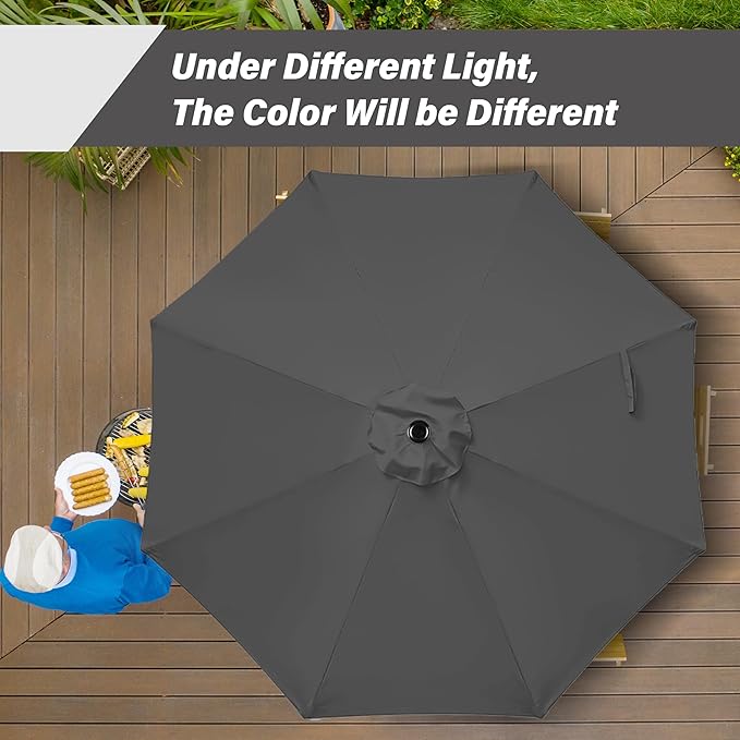 YSSOA 2 Pack 9' Patio Umbrella Outdoor Table Market Yard Umbrella with 8 Sturdy Ribs, Grey