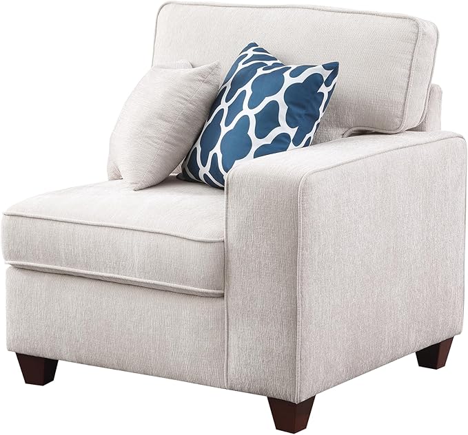 YOPTO 127" L-Shaped Sectional Couch with Movable Ottoman & 6 Throw Pillows,7 Seat Chenille Upholstered Sofa W/2 Cup Holder,USB Port & Hidden Storage Box,DIY Combination,for Living Room,Apartment,Beige