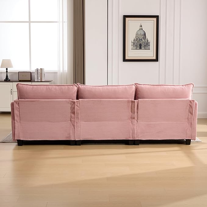 103" Oversized Modular Sectional Sofa Couch with Reversible Ottoman, Free Combination Convertible Corner Couch,Corduroy Upholstered Cloud Sectional Couch with Side Pockets | Multiple Cushions, DIY Combination, Removable Cover