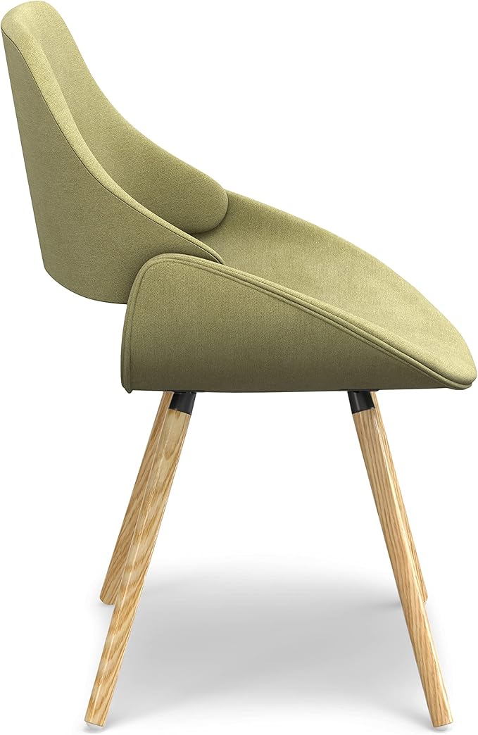 SIMPLIHOME Malden Dining Chair in Acid Green Woven Fabric, 22.8 x 20.9 x 30.9 inches, Bentwood Design with Light Wood Legs, Modern Seating for Dining Room