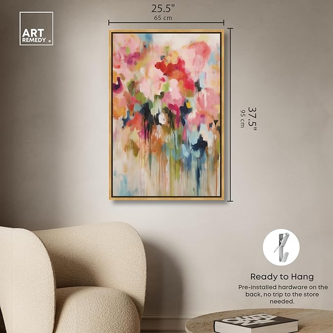 Art Remedy Soft Lush Pastel Canvas New Floral Wall Art, Gold Frame, 24" x 36"