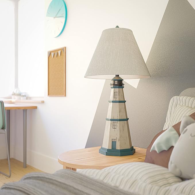 Kenroy Home 20140AW Nantucket Table Lamp with Antique White Finish, Casual Style, 31" Height, 16" Width, 16" Depth