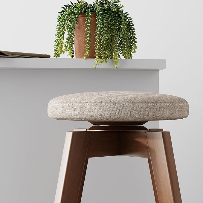 Nathan James Amalia Backless Kitchen Counter Height Bar Stool, Solid Wood with 360 Swivel Seat Antique Coffee/Natural Wheat, Set of 4