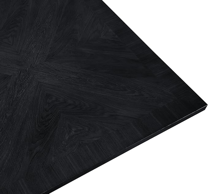 Meridian Furniture 729Black-T Belinda Collection Mid-Century Modern Dining Table, Solid Wood Base, Black Finish Oak Wood Veneer MDF Top, Square Top, Fluted Base, 54" W x 54" D x 31" H, Black