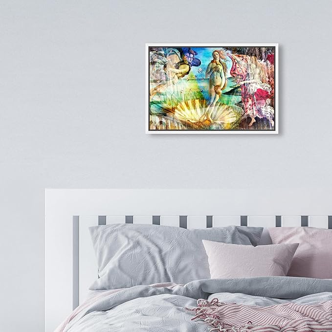 The Oliver Gal Artist Co. Spiritual and Religious Wall Art Framed Canvas Prints 'Birth of Venus - Botticelli' Zodiac