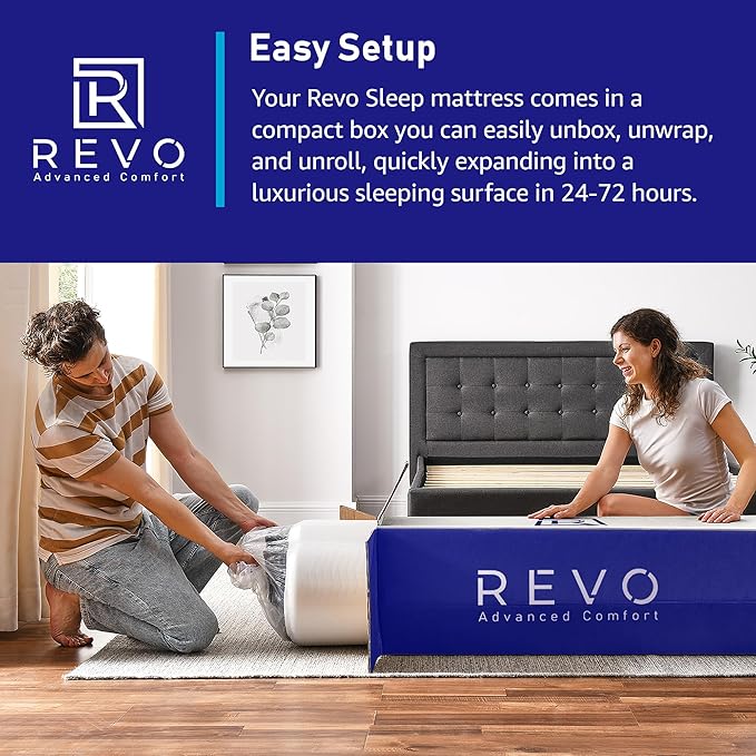 REVO Sleep 10 Inch Gel Memory Foam Mattress, King Size – Cooling Gel Foam with Balanced Support, Modern Comfort Designed for Today’s Bedrooms