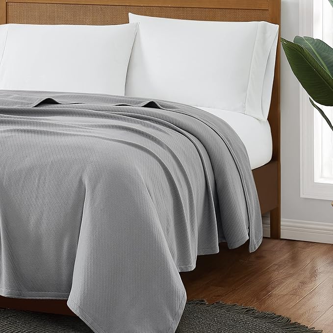 Frye Cotton Woven Grey Cotton 1-Piece King Blanket, Solid Color Themed, for Men and Women, Oeko-TEX Certified Confidence