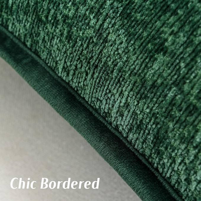 FUTEI Dark Green Chenille Throw Pillow Covers 16x16 Inch Set of 2,Soft Cozy Bound Edge Design Cushion Case,Home Decor for Couch Bed Living Room