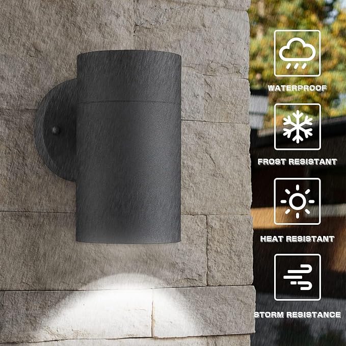 Ken & Ricky Outdoor Wall Sconce, Exterior Wall Light Fixtures, Cylinder Outside Lights for House Porch Garage Patio Doorway Entryway -2 Pack