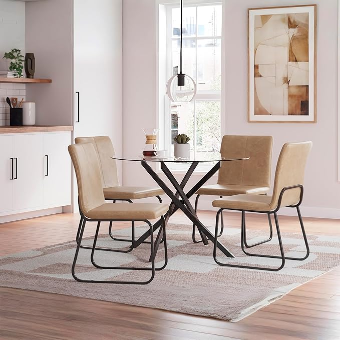 Signature Design by Ashley Pharwynn Casual Dining Table, Clear & Black