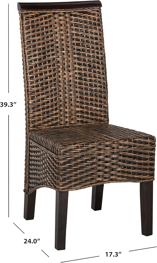 SAFAVIEH Home Collection - Ilya Brown Wicker Tall Back Dining Chair Set of 2 (SEA8017C-SET2)