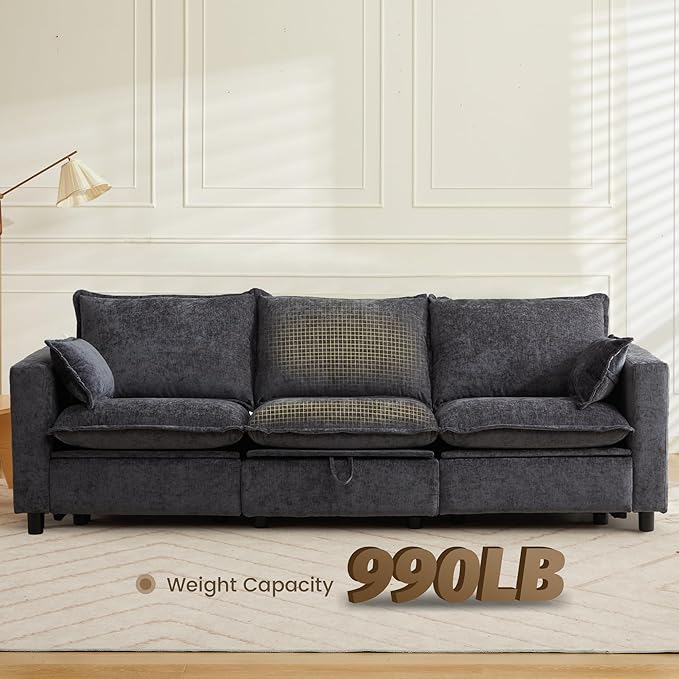 GUEAPY Power Reclining Sofa Set with USB & Type-C Ports, 2 Piece Chenille Upholstered Recliner Couch Set for Living Room, Adjustable Backrest & Footrest, Removable Headrests, Wall Hugger Design