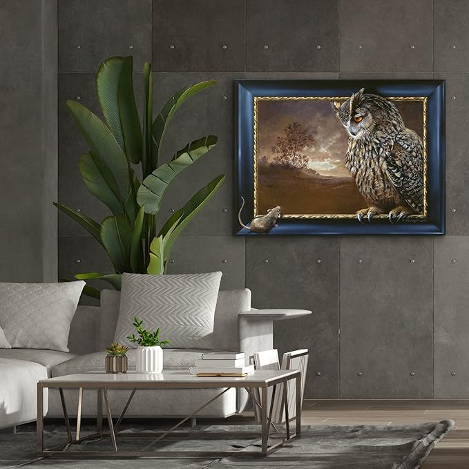 Epic Graffiti 'Eagle Owl And Mouse' by Harro Maass, Canvas Wall Art, 54"x40"