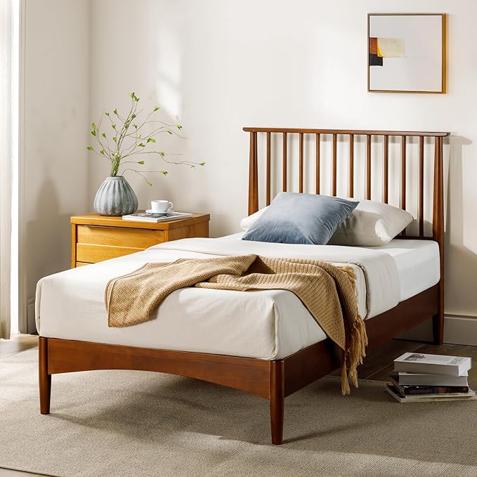 ZINUS Linda Mid Century Wood Platform Bed Frame, Solid Wood Foundation, Wood Slat Support, No Box Spring Needed, Easy Assembly, Twin
