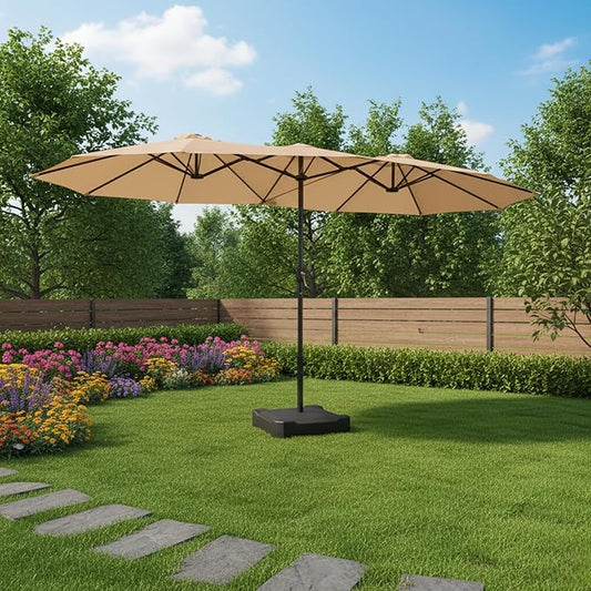 Garden Winds Reinforced RipLock 350 Replacement Canopy Top Cover Compatible with The Phi Villa, Aecojoy, PatioFestival, AbcCanopy, Kozyard 15' Triple Tier Umbrella Models - A701007300, Pf18259, UB02, KZUM15NAV - Beige