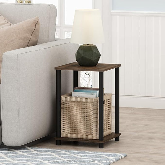 FURINNO Turn-N-Tube Haydn End Table, 1-Pack, Walnut/Brown
