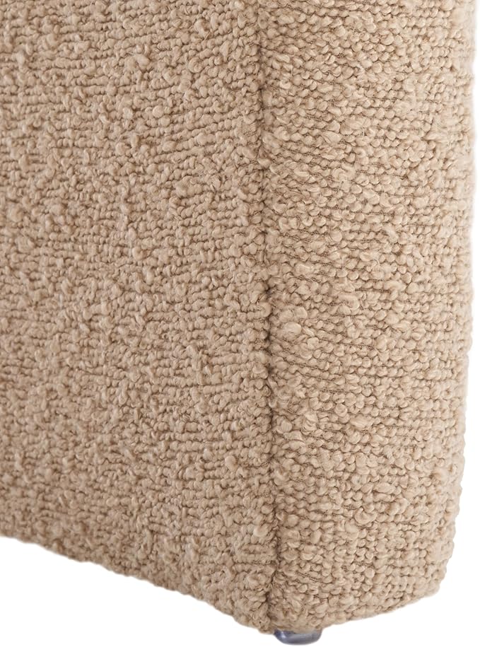 SAFAVIEH Home Collection Kibo Tan Boucle Waterfall Curved Ottoman (Fully Assembled)
