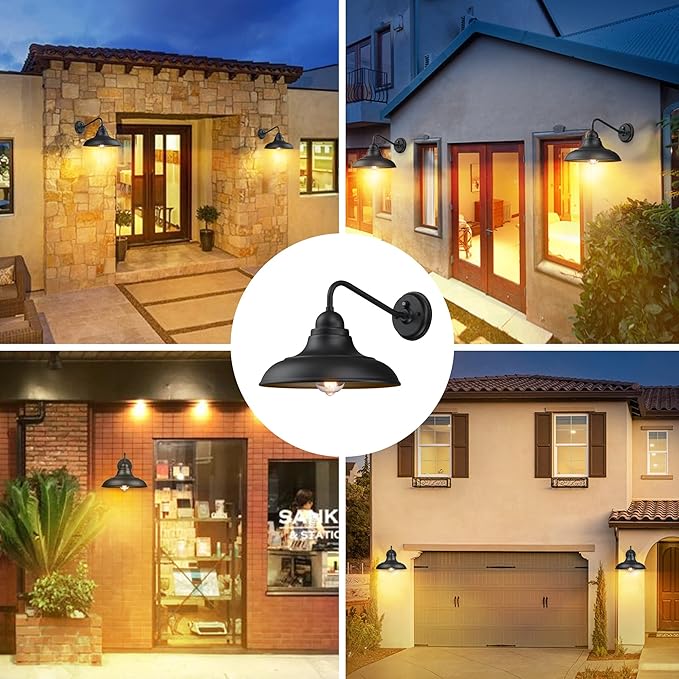 12" Dusk to Dawn Outdoor Wall Sconces Farmhouse Barn Light Outdoor Wall Lights Exterior Wall Lighting Fixture for Porch Entryways, 1 Pack