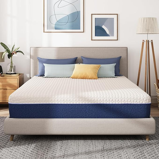10 Inch Queen Size Mattress, Gel Cooling Memory Foam Mattress, Pressure Relief, Medium Plush Feel, Mattress in a Box, CertiPUR US Certified