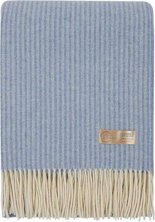 | Cashmere Blend Blanket | 10% Cashmere, 90% Superfine Wool | Ultra-Soft, Warm & Breathable Throw with Fringes | Elegant Bed or Sofa Layer 55"x79" (140 x 200 cm)