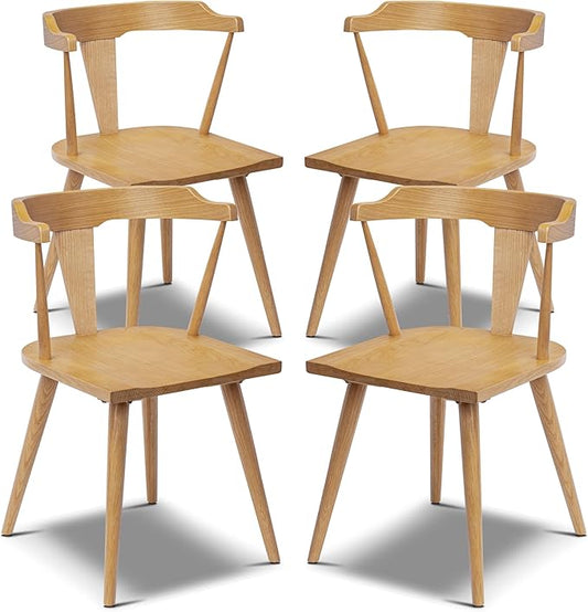 Poly & BARK Mid Century Modern Enzo Dining Chair Solid Oak Wood Set of 4
