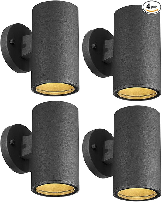 Ken & Ricky Outdoor Light Fixture, Exterior Lighting Fixtures, Matte Black Outdoor Sconce Lights with Tempered Glass Cover for Porch Garage Patio Doorway Entryway -4 Pack