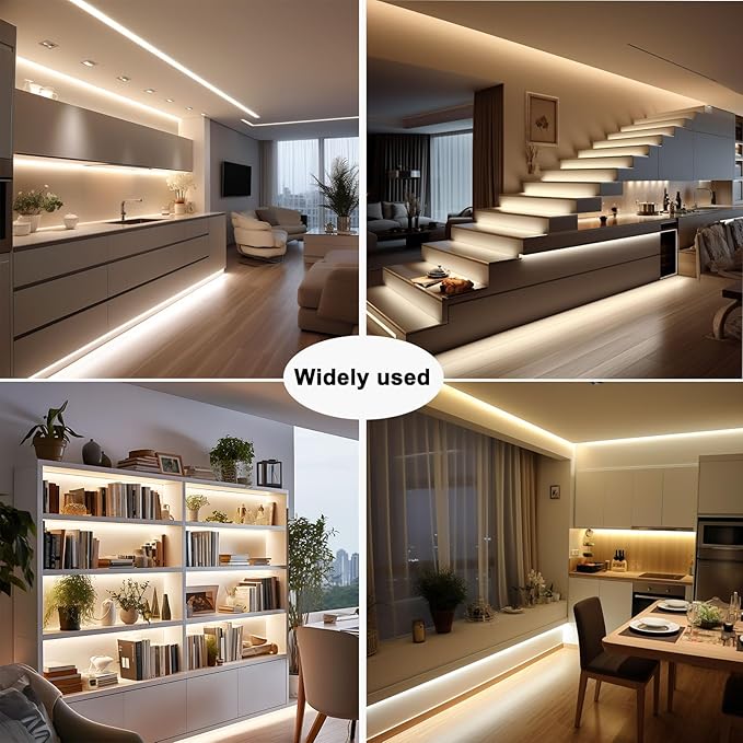 TOPAI Side Emitting 24V COB LED Strip Natural White 4000K 16.4ft Dotless 480LED/M High Density CRI>90 Self Adhesive Cuttable Flexible 8mm Width LED Tape for Home, Office DIY Lighting