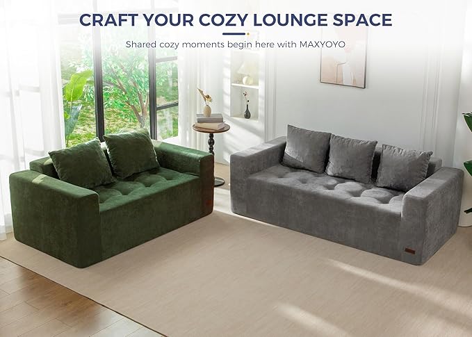 MAXYOYO Modular Sofa Couch, 75" Oversized Loveseat Boneless Cloud Couch with Deep Seat, Chenille Upholstered Living Room Sleeper Sofa Chair for Living Room, No Assembly Required, Light Grey