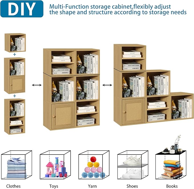 FUSUNBAO Magic DIY Cube Storage Organizer, 2-Layer Cube, Modern Style, Stackable Cubes, Small Room Organizer, Wooden Storage Boxes, Bookshelves, 15" x 11.8" x 29.2"