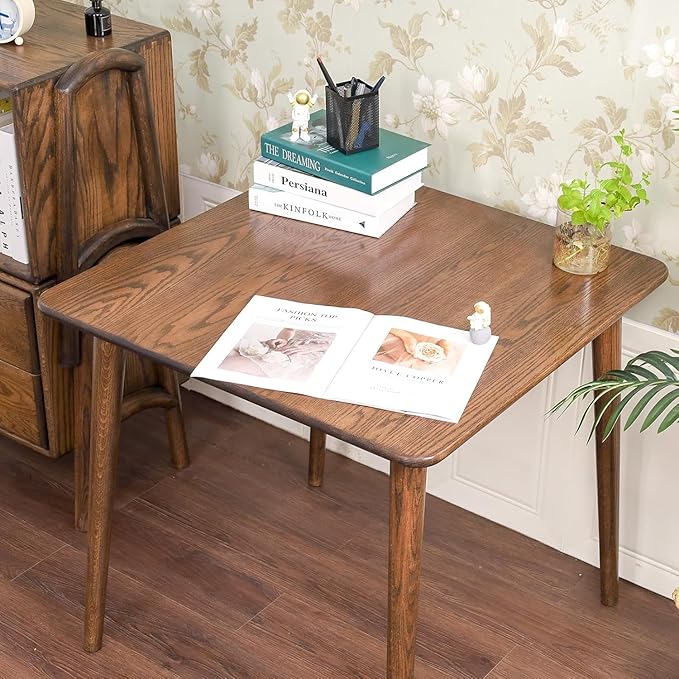 Square Dining Table 31.5“, Solid Wood Kitchen Table for Small Space, Mid-Century Modern Wooden Kitchen Dining Table, 31.5" L x 31.5" W x 29.5" H, Walnut