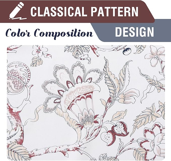 H.VERSAILTEX Blackout Curtains 96 Inch Length 2 Panels Set Floral Print Curtain Drapes for Living Room Thermal Insulated Grommet Window Curtains for Bedroom - Traditional Floral in Terracotta and Blue