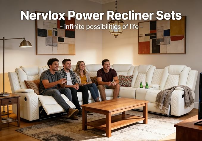 Power Recliner Sectional Sofa Couch and Loveseat, Power Sectional Sofa Sets, Power Recliner Set with LED, Living Room Furniture Sets with Adjustable Angle Chair, Arm Storage & Cup Holders