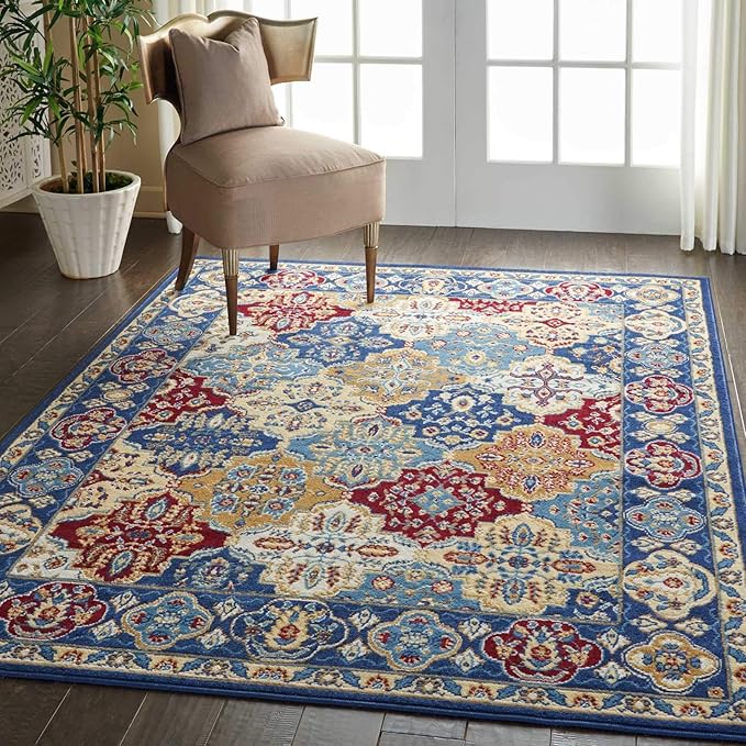 Nourison Home Grafix Multicolor 5'3" x 7'3" Area Rug - Easy Clean, Non Shedding, Bed Room, Living Room, Dining Room, Kitchen (5' x 7')