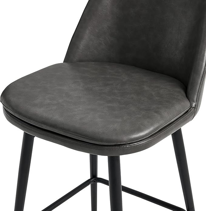 CHITA Swivel Bar Stools, 27.2" Counter Height Bar Stools Set of 4, FSC Certified Upholstered Modern Counter Stools, Metal Legs, Faux Leather, Grey