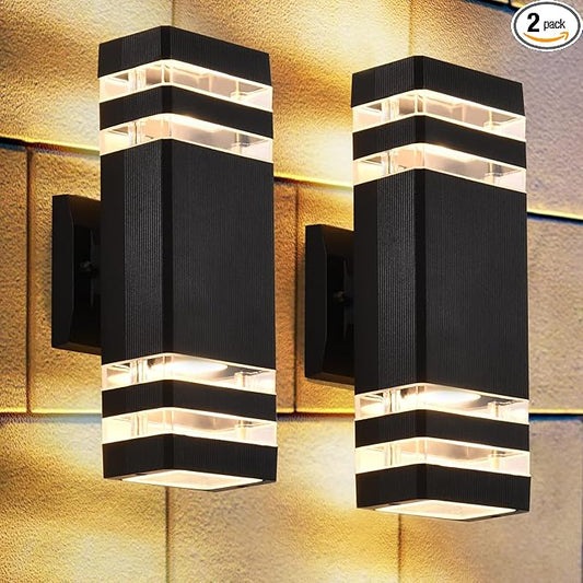 DASTOR 2 Pack Outdoor Wall Lights, Up and Down Porch Lights Outdoor Wall Mount Light Fixture, Aluminum Waterproof Exterior Lights for House Porch Garage