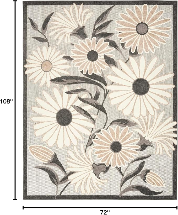 Nourison Home Aloha Beige 6' x 9' Area Rug - Easy Clean, Non Shedding, Bed Room, Living Room, Dining Room, Kitchen (6' x 9')