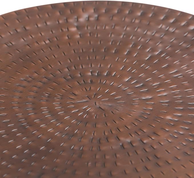 SIMPLIHOME Griffen Metal Storage Accent Table - 19 inch Wide Solid Metal Round Drum Side Table in Antique Copper, Industrial End Table for Living Room with Hidden Storage Space, Assembled