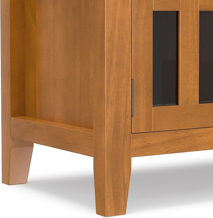 SIMPLIHOME Artisan TV Stand - 72 inch Wide Solid Wood Media Console in Honey Brown, Contemporary Entertainment Center for Living Room for TVs up to 80 Inches with Glass Cabinets and Cable Management
