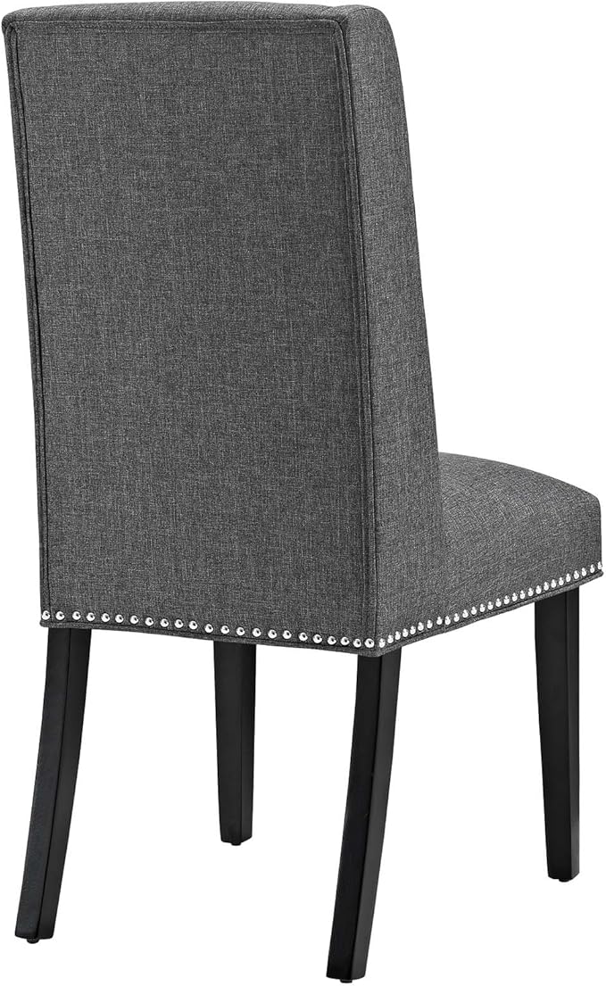 Modway MO- Baron Modern Tall Back Wood Upholstered Fabric, Dining Chair, Gray