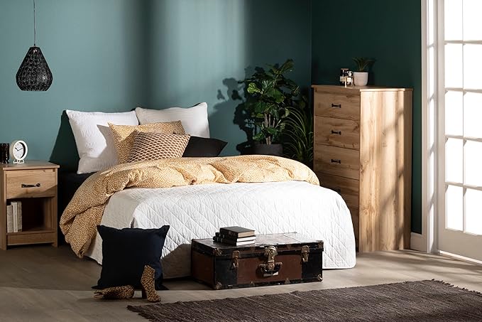 South Shore Tassio 1-Drawer Nightstand Nordik Oak, Farmhouse