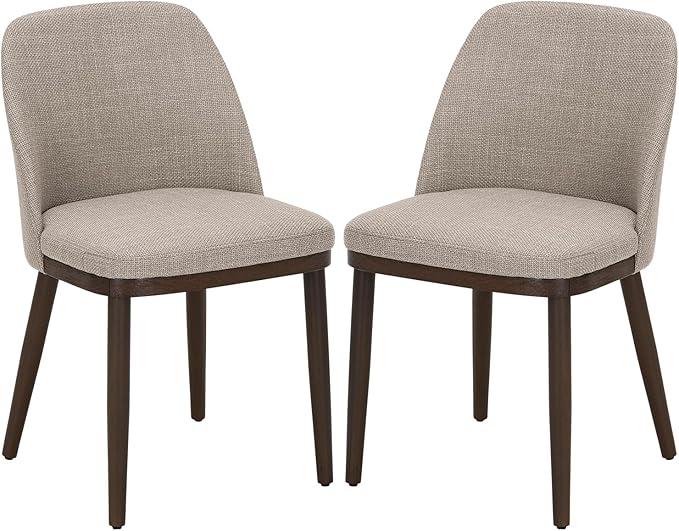 COLAMY Upholstered Dining Chairs Set of 2, Modern Kitchen Chairs with Back, Fabric Side Dining Room Chairs with Wood Legs for Kitchen Dining Room Restaurant, Camel