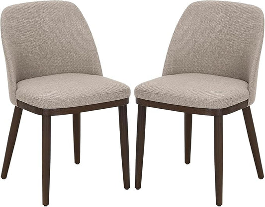 COLAMY Upholstered Dining Chairs Set of 2, Modern Kitchen Chairs with Back, Fabric Side Dining Room Chairs with Wood Legs for Kitchen Dining Room Restaurant, Camel