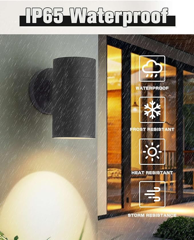 Ken & Ricky Outdoor Wall Lights, Exterior Lighting Fixtures, Matte Black Outdoor Porch Light with Tempered Glass Cover for Porch Garage Patio Doorway Entryway -2 Pack