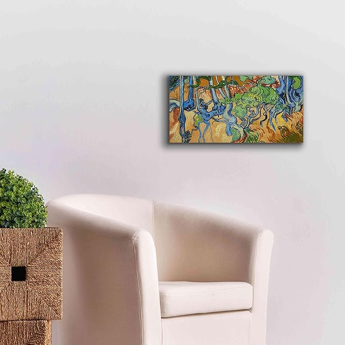 Epic Graffiti 'Tree Roots' by Vincent Van Gogh, Giclee Canvas Wall Art, 24"x12"