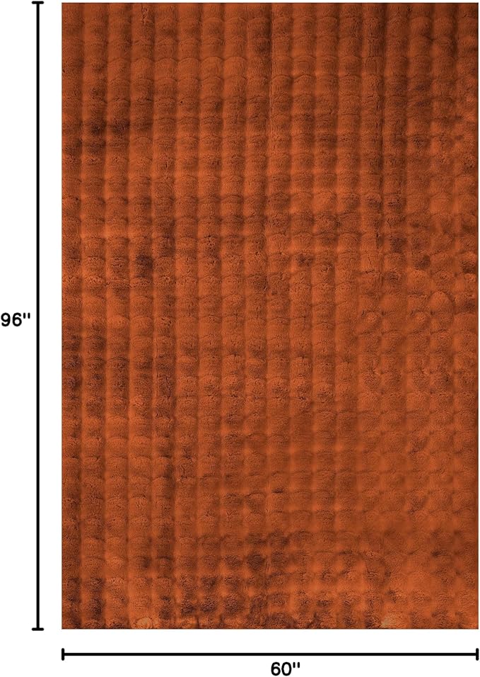 Nuloom Jeni Brick, 5' x 8', Solid Faux Rabbit, Fluffy and Cozy, High Traffic, Stain Resistant, Easy Clean, Durable Washable Area Rug for Bedroom, Living Room, Dining, Den, Foyer, Entryway