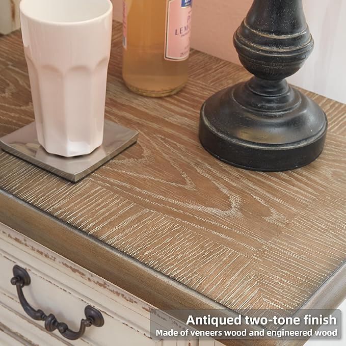 Signature Design by Ashley Realyn Cottage 6-Drawer Dresser and Mirror with Safety Stop and Felt-Lined Top Drawer, White