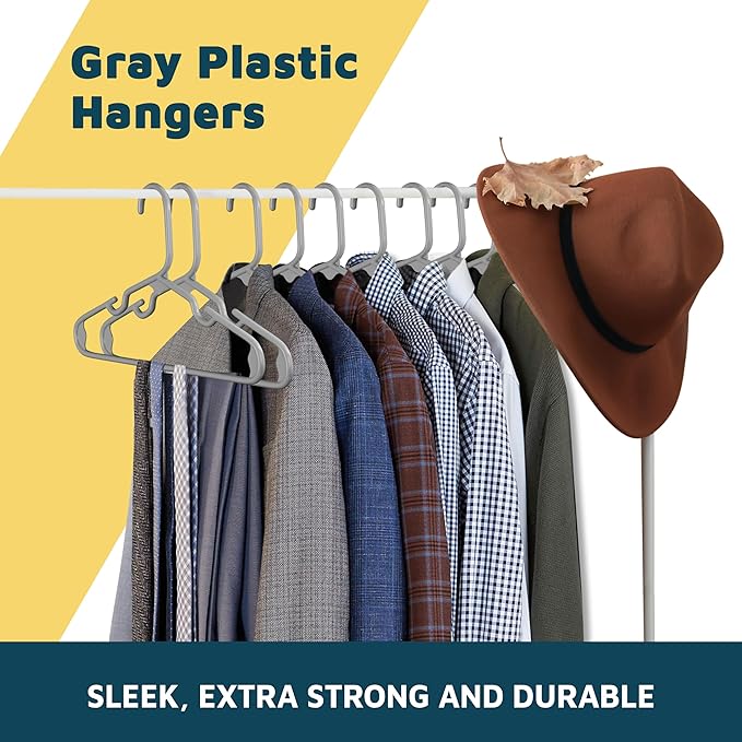 Lifemaster Plastic Kids Clothes Hangers – Children Clothes Hanger with Shoulder Notch, 11.6 Inch Space-Saving Closet Organizer for Baby, Toddler, and Kids Clothing, Hold Up to 5 lbs, Pack of 30, Gray