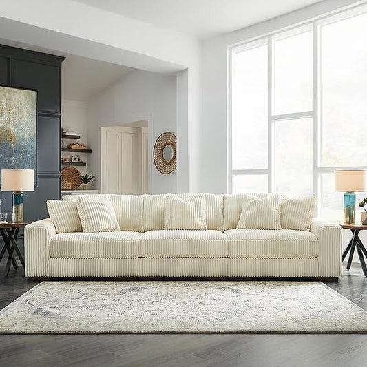 Signature Design by Ashley Lindyn Contemporary 3-Piece Sofa with Reversible Cushions, White