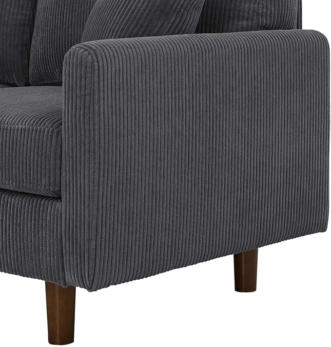 Eafurn L Shaped Modular Sectional Sofa with Left Chaise Lounge, 3 Seater Corner Sectional Couch Corduroy Upholstered Sofa Set w/Thickness Seat Cushions for Living Room Apartment | Wooden Frame, Removable Cushions, pocket spring, Easy Assembly