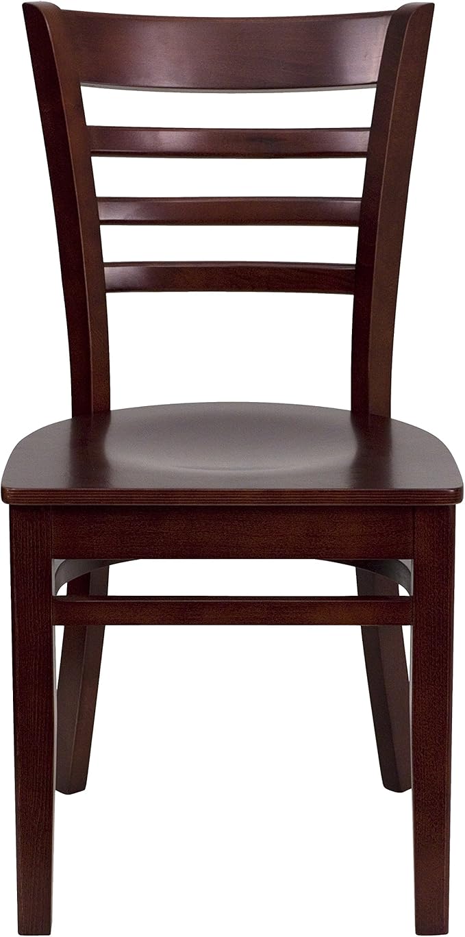 Flash Furniture HERCULES Series Ladder Back Mahogany Wood Restaurant Chair